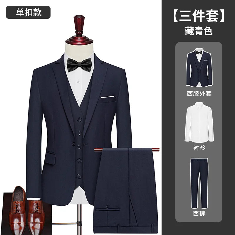 Men's Big Size Suit Set Professional Business Wedding Groom Office Team Uniform Summer Formal Suit