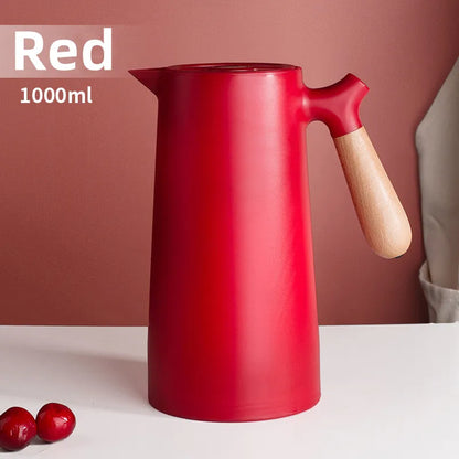 1000ML Large Capacity Thermos Nordic Thermal Insulation Kettle Coffee Thermal Insulation Pot Glass Liner Thermos Hot Water