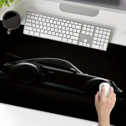 Large Matte Black Gaming Mouse Pad Sports Car Design Anti-Slip Rubber Base Desk Mat for Offices, Home, and Gaming Keyboards Mats