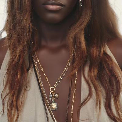 ZAA Multi-layer Rope Chains Metal Round Coin Badge Pendant Necklaces for Women Holiday Party Jewelry Neck Accessories