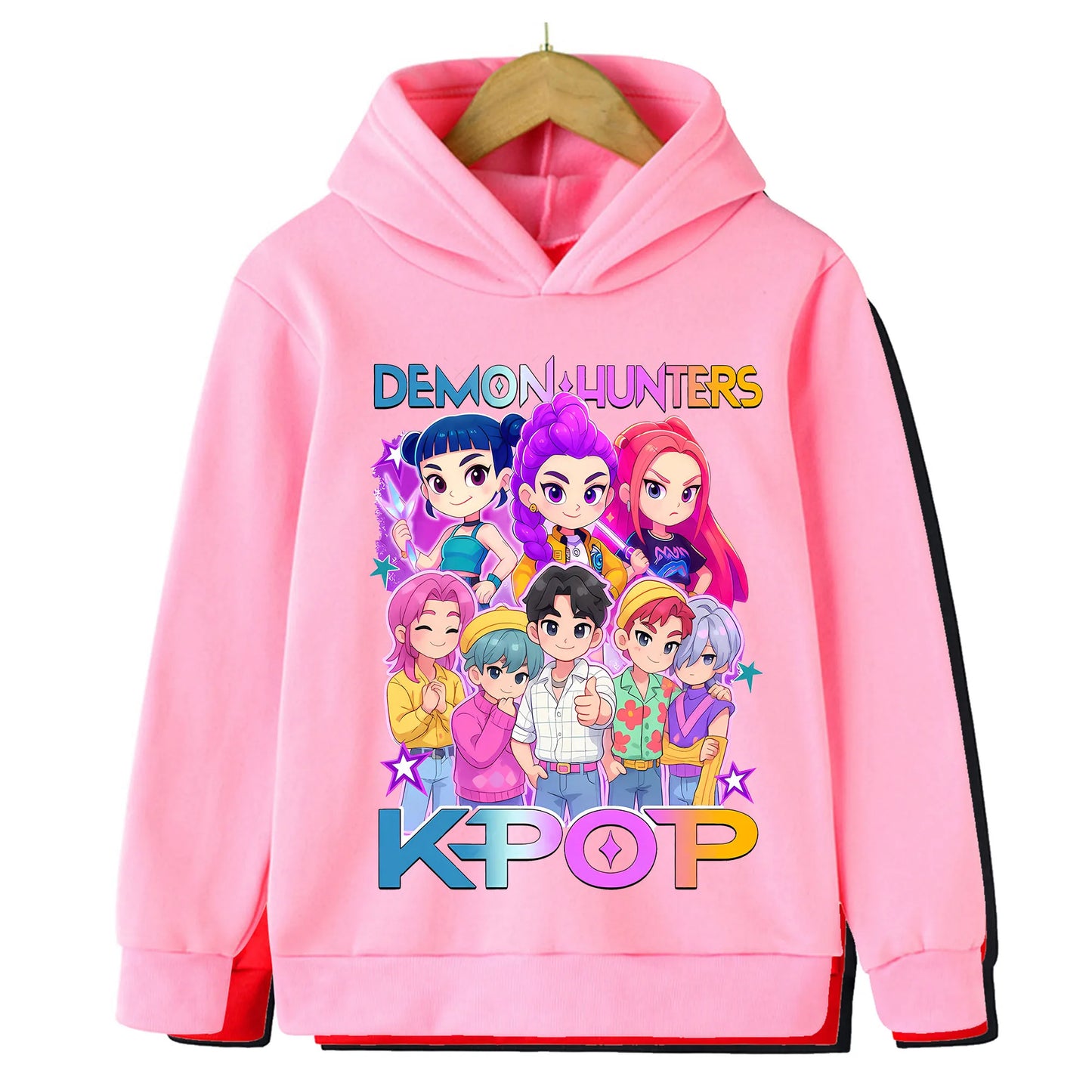 2025 KPop Demon Hunter Cartoon Girls Boy Hooded Sweatshirt Warm Children's Korean Wave Fashion Casual Tops Casual Girls Clothing