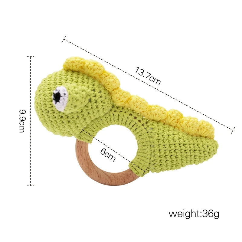 1pc Baby Rattles Crochet Flower Rattle Toy Wood Ring Baby Teether Rodent Infant Gym Mobile Rattles Newborn Educational Toys Gift