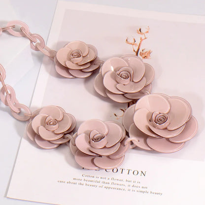 Blucome 2022 New Acrylic Flower Shape Necklace Female Exaggerated Clavicle Sweater Necklace Unique Women Girls Pendant  Jewelry