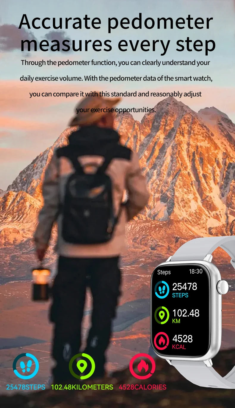 2025 New Smart Watch Women 1.85 inch Screen Customized Dial IP68 Waterproof Smart Watch Men Bluetooth Talk Fashion Bracelet