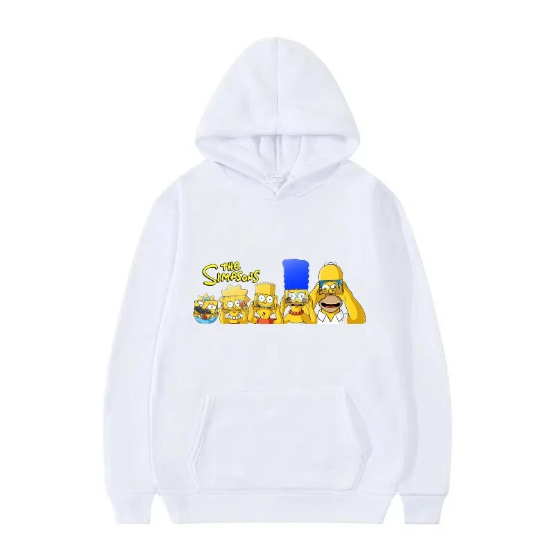 Disney The Simpsons Funny Pattern Casual Hooded Tops Men Woman Loose Comfortable Winter Black Sports Pullovers Fashion Clothing