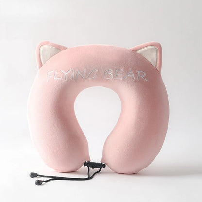 Memory Cotton U Shaped Neck Pillow Cartoon Slow Rebound Portable Travel Airplane Office Nap Use