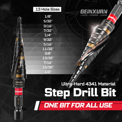 Geinxurn 58Pcs Tools Set Packaged with Impact Screwdriver Bits,Mini Wrech,Step Drill,Socket Adapter and Bit Holder for DIY