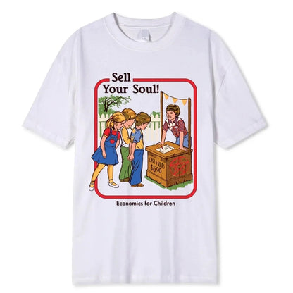 Horror Comic Series Sell Your Soul Economics For Children Men Tshirts T Shirts Loose Tee Clothing Street T-Shirt