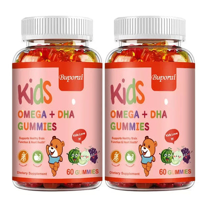 Kids Omega+DHA Gummies with Vitamin D3 -  High IQ Brain Enhancer, Improve Memory and Concentration