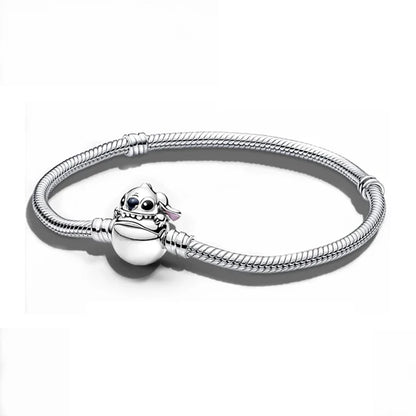 2025 New Disney Mickey Mouse Spider Man Heart Clip Original 925 Silver Plated Bracelet Love Buckle Bead Decoration DIY Women's