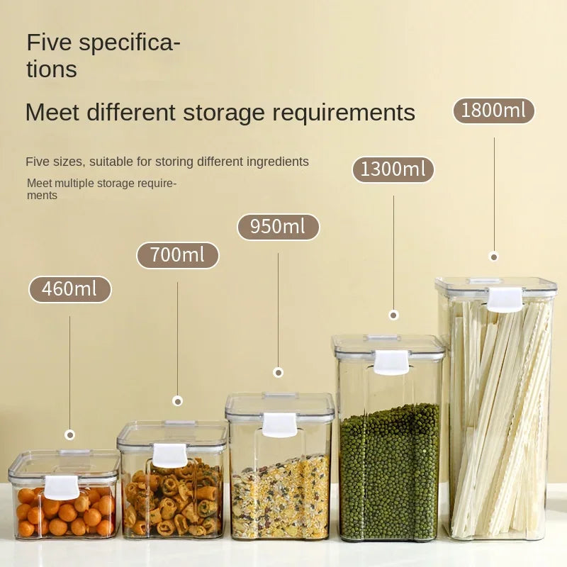 Sealed Jars For Kitchen Storage Box Grain Coffee Bean Sealed Tanks Large Capacity Moisture proof Transparent Seasoning Jar Set