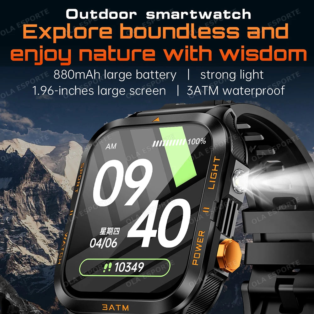 Smart Watch For Android IOS AMOLED Screen Bluetooth Call Fitness Clock 100+ Sports Modes Pedometer 880mAh Battery Men Smartwatch