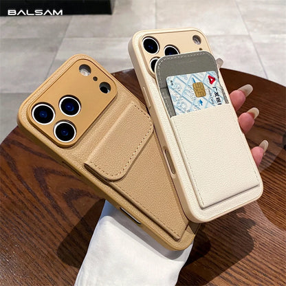Card Slot Pocket Holder Wallet Case for iPhone 17 Air 16 E 15 14 12 13 Mini 11 Pro Max X XS XR 7 8 Plus Shockproof Leather Cover
