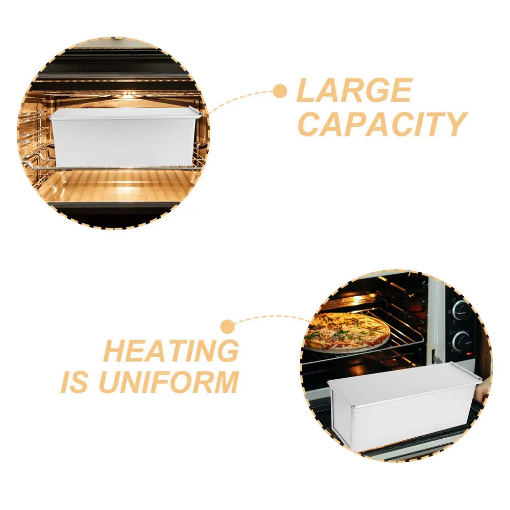 Loaf Tin with Slide Cover Non-Stick Bread Toast Mold Large Capacity Metal Baking Pan for Homemade Whole Wheat Bread