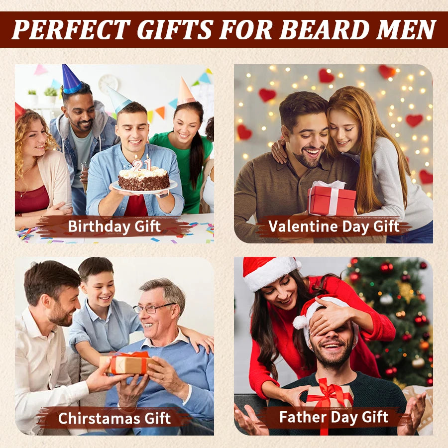 3pcs Men Natural Beard Care Oil Moisturizing Smoothing Facial Hair Care Tools Gentlemen Whiskers Oil Conditioner and Volumizing