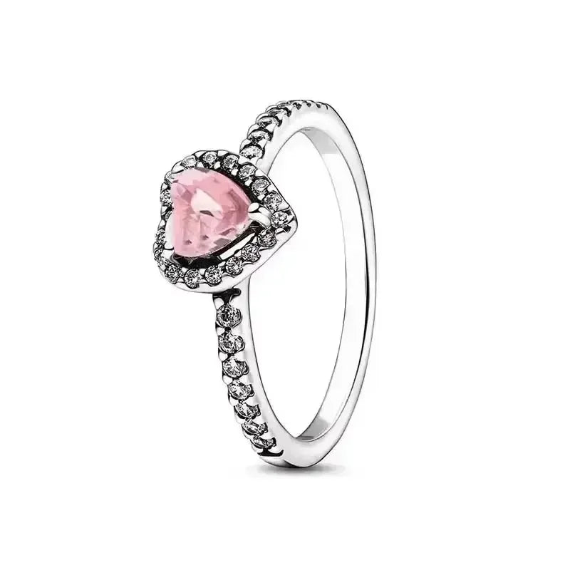 New 925 Sterling Silver Rose Gold Ring Hot Selling, Sparkling, Fashionable and Charming Crystal Ring, Women's Birthday Jewelry