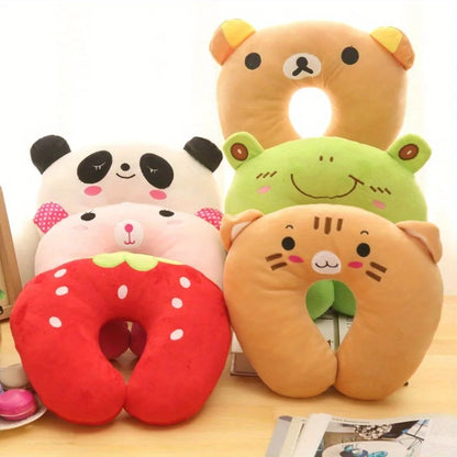 U-Shaped Neck Pillow with Cute Cartoon Animal Designs - Perfect for Travel, Camping, Airplane, and Napping - Comfort Support
