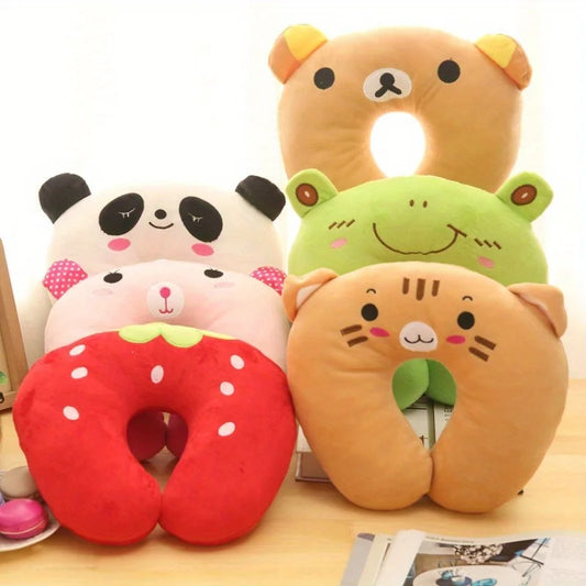 U-Shaped Neck Pillow with Cute Cartoon Animal Designs - Perfect for Travel, Camping, Airplane, and Napping - Comfort Support