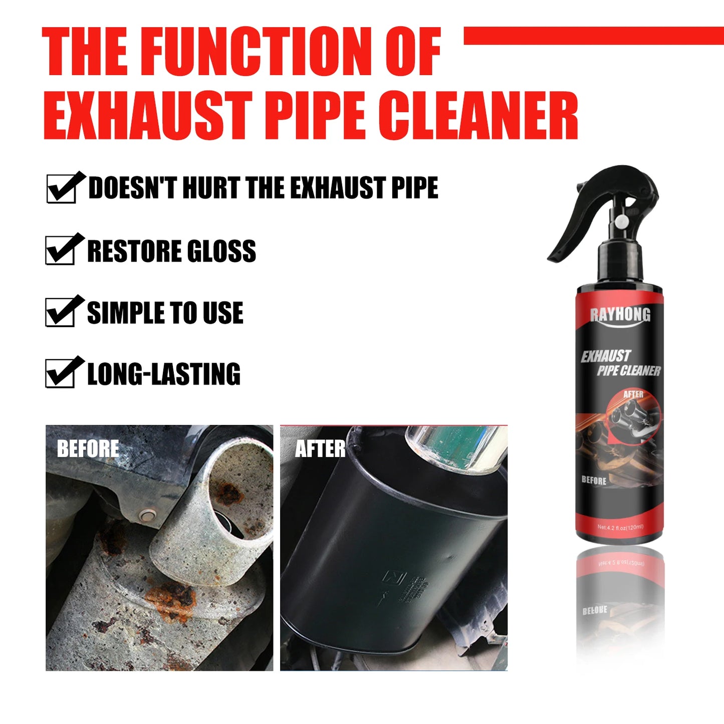 Exhaust Pipe Cleaner Polish Kit Metal Polish Rust Remover Motorcycle Car Muffler Chrome Restorer Safe No Damage Easy Clean 30ml