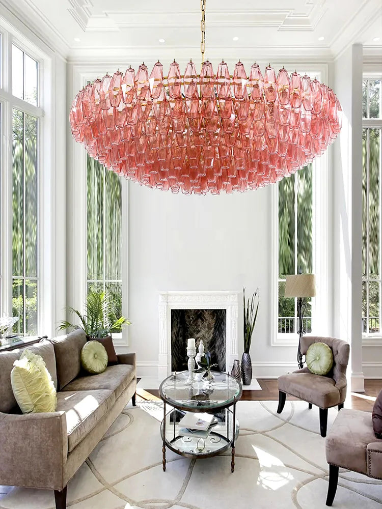 Modern Murano Glass Pendant Lamp Colorful Wish Bottle Electroplated Brass Silver Round Dimmable Ceilings Lustre