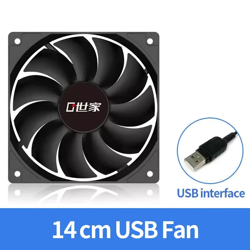LDPCSJ USB Cooling Fan 8CM/12CM/14CM 800-1800RPM with USB Port Power Supply for Desktop Computer