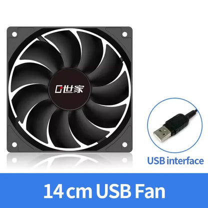 LDPCSJ USB Cooling Fan 8CM/12CM/14CM 800-1800RPM with USB Port Power Supply for Desktop Computer