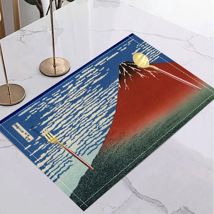 Japanese Ukiyo-e Style Linen Placemat Non Slip Table Mats Rectangular Non Slip Dining Table for Kitchen Home Decor Essentials