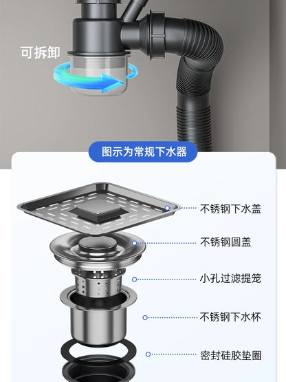 Kitchen 304 Stainless Steel Sink Vegetable Basin Large Sink Household Kitchen Vegetable Basin Countertop Dishwasher