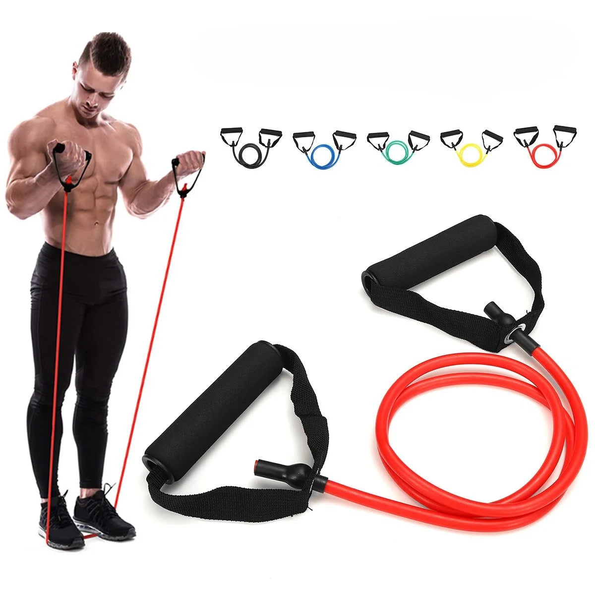 Equipment At Home 5 Levels Tube Band Pull Rope Resistance Bands With Handles Exercise Workout For Men Women Strength Training