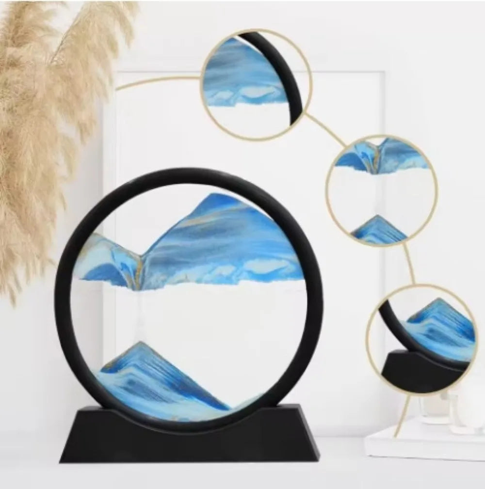 Office Home Decor 3D Extract Hourglass Quicksand Moving Sand Art Picture Round Glass Deep Sea Sandscape Craft Flowing Painting