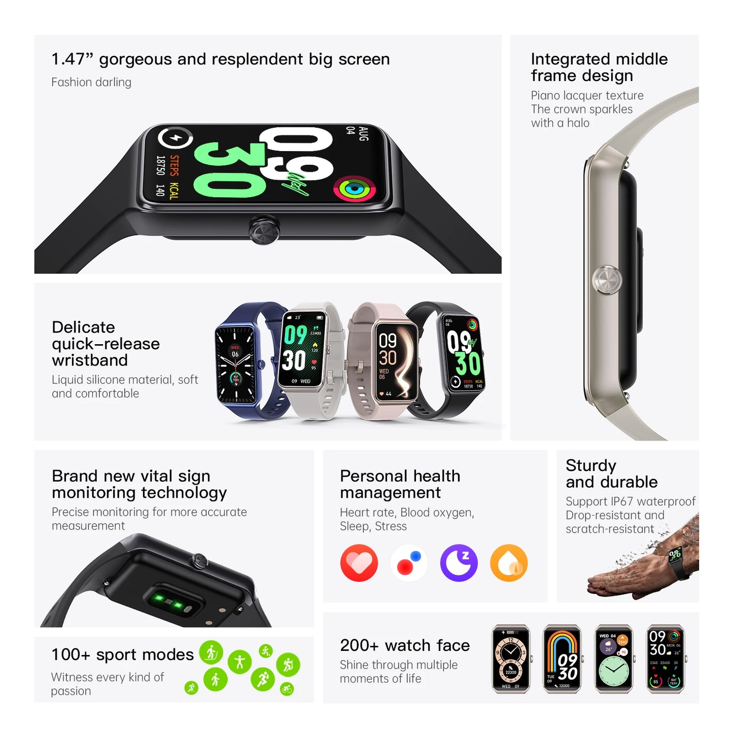 LIGE New Smart Watch Women Men 2025 Call Reminder 1.47" HD Screen Smartwatch For Android IOS Fitness Tracker Waterproof Watches