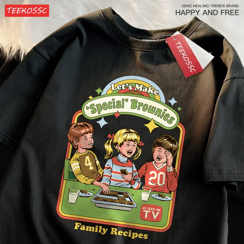 Let’S Make Brownies Family Recipes T Shirt Men Women Cotton Clothes Loose Casual Tshirt Loose Breathable Street Tees Couple