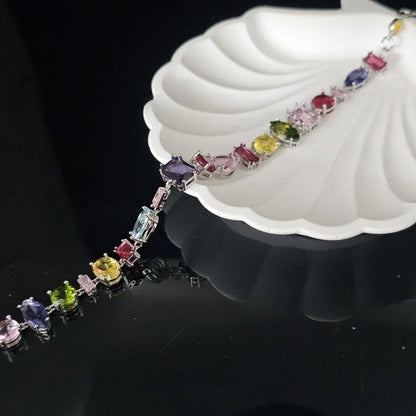 YEEVAA Candy Colorful Imitation Crystal Dopamine Unique Design Choker Necklace Bracelet Earrings, Jewelry for Women Bridal Gift