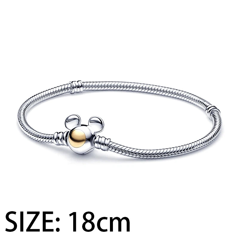 Disney Plata De Ley 925 Silver Charm Monster Activity Flowers Pendant Beads Original Women Bracelets Bangles DIY Jewelry Gift