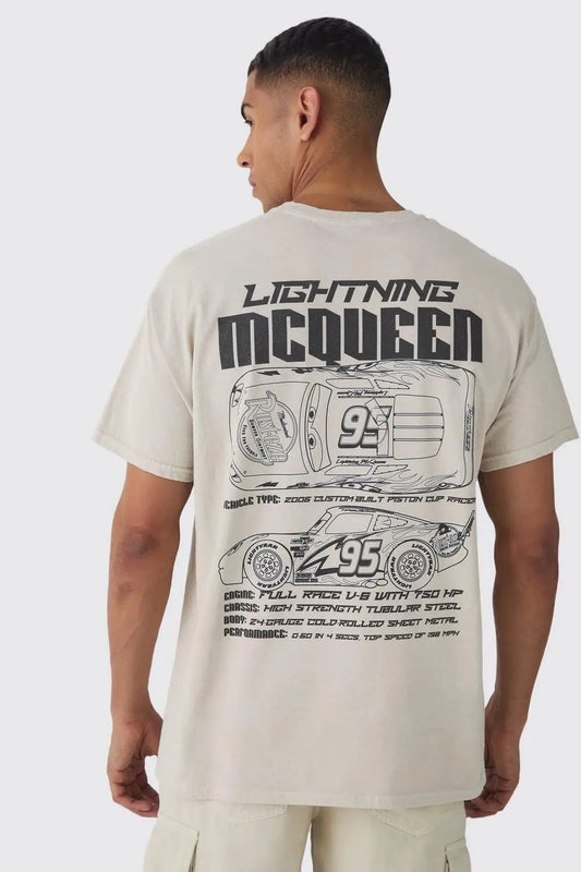 Disney Cars License Pixar Lightning McQueen T-Shirt 2025 New Summer Cotton Short Sleeve Sports Casual Women Men Kids Tees