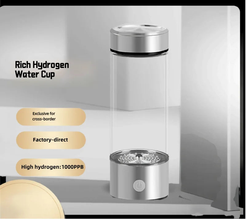 Portable Hydrogen Water Generator Bottle Rechargeable Electric Alkaline Water Ionizer Cup Hydrogen-Rich Health Care Drinkware