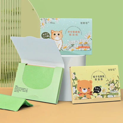 150pcs Oil Blotting Paper Facial Cleansing Oil Control Absorbing Tissues Straight For Handy Face Blotting Sheets Men Women Set