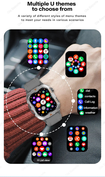Smart Watch With Flashlight Function, Wireless Calls, Health Monitor，Message Reminders, Suitable For Iphone And Android Phones