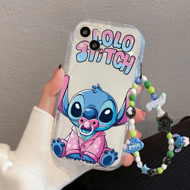 Cute Y2K Stitch with Strap Lanyard Chain Case for Iphone 6 6S 7 8 Plus SE 2022 11 12 13 Pro X XR XS Max 13 Pro Max Fashion Cover