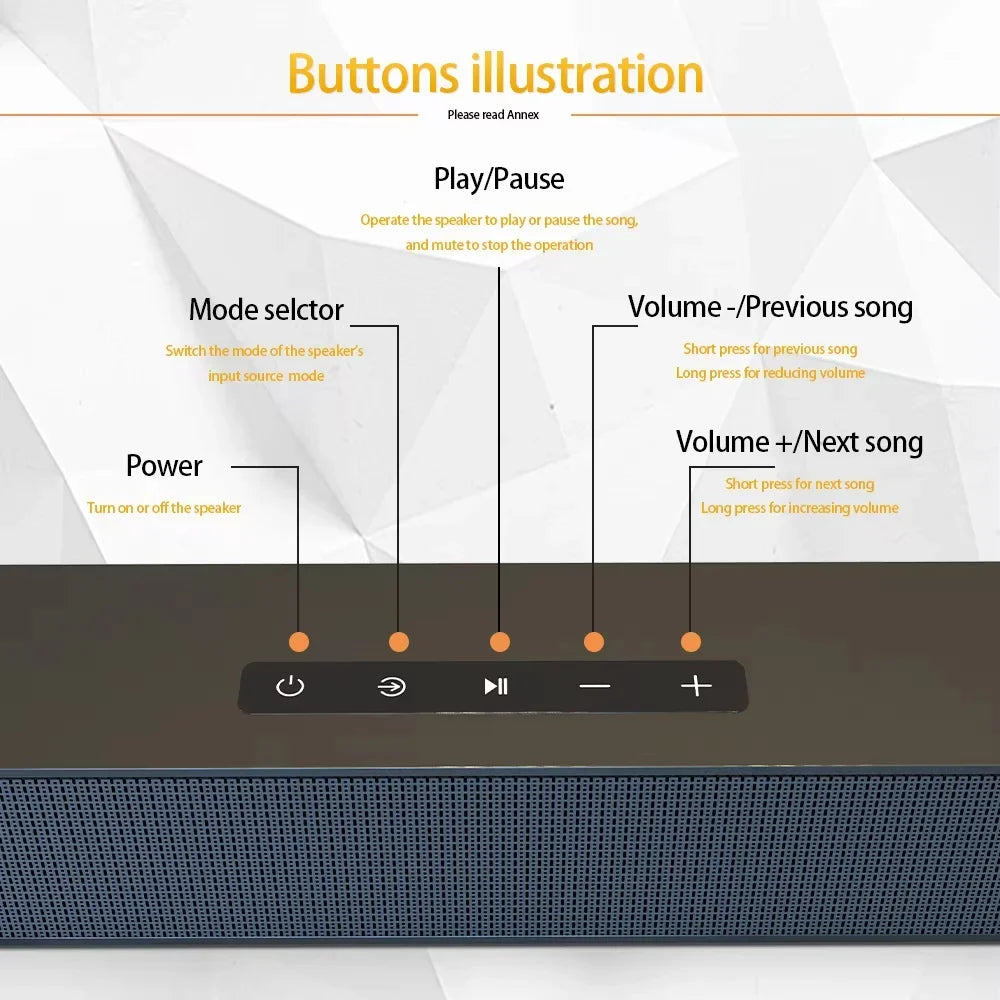 Wireless Bluetooth Sound Bar Speaker Wired Wireless Surround Stereo Home Theater TV Projector System Super Power Sound Speaker