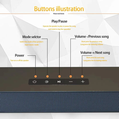 Wireless Bluetooth Sound Bar Speaker Wired Wireless Surround Stereo Home Theater TV Projector System Super Power Sound Speaker