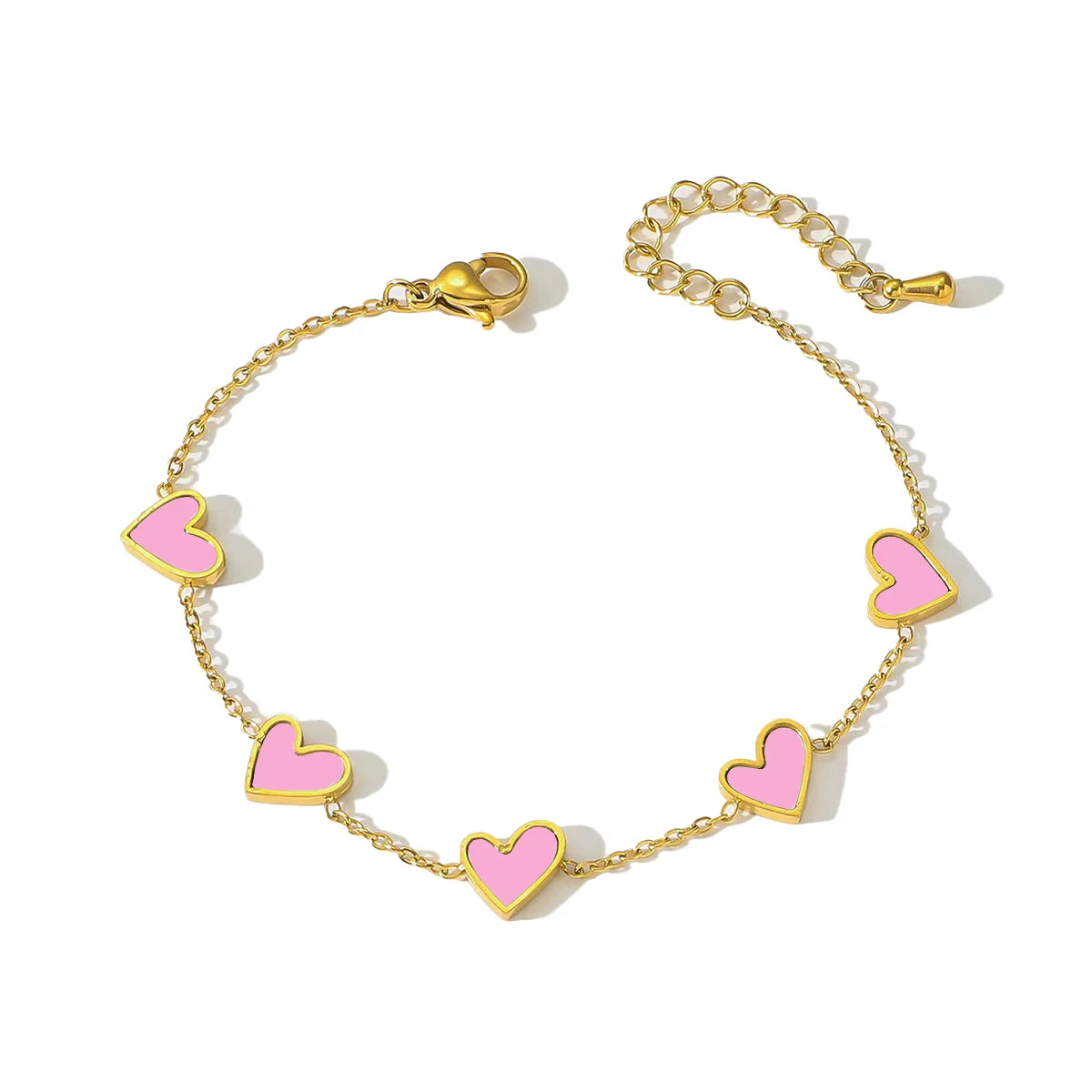 Romantic Heart Love Bracelet for Women Multi-color Stainless Steel Bracelet Gold Plated Luxury Wrist Chain Jewelry Girl Gifts