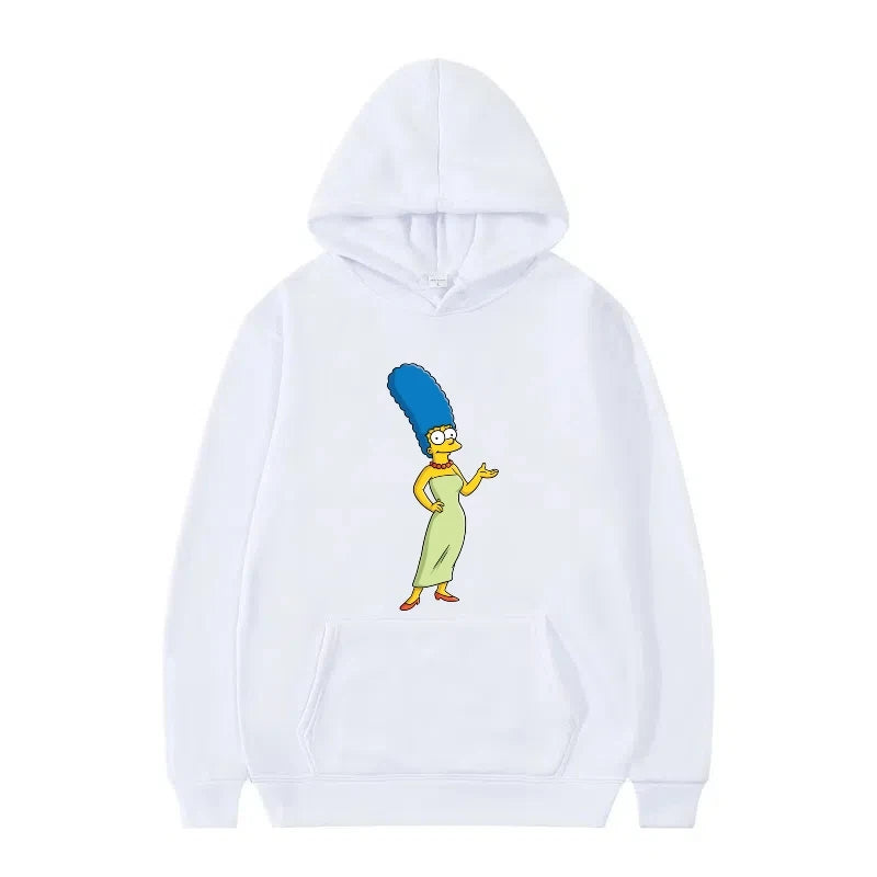 Disney The Simpsons Funny Pattern Casual Hooded Tops Men Woman Loose Comfortable Winter Black Sports Pullovers Fashion Clothing