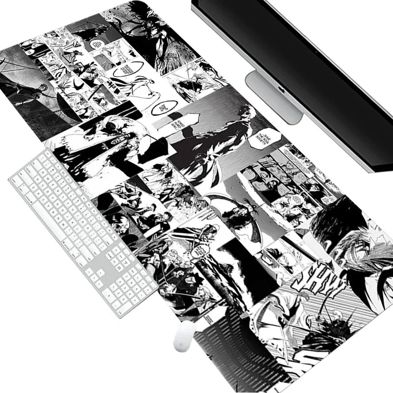 White Mouse Pad Anime Large Mousepad Bleach Manga Panel Laptop Office Shounen Rubber Soft Table Mat Pc Gaming Non-Slip Carpet