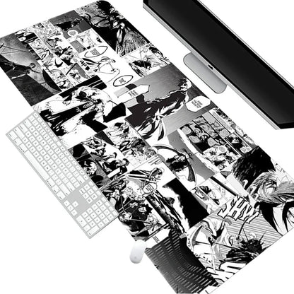 White Mouse Pad Anime Large Mousepad Bleach Manga Panel Laptop Office Shounen Rubber Soft Table Mat Pc Gaming Non-Slip Carpet