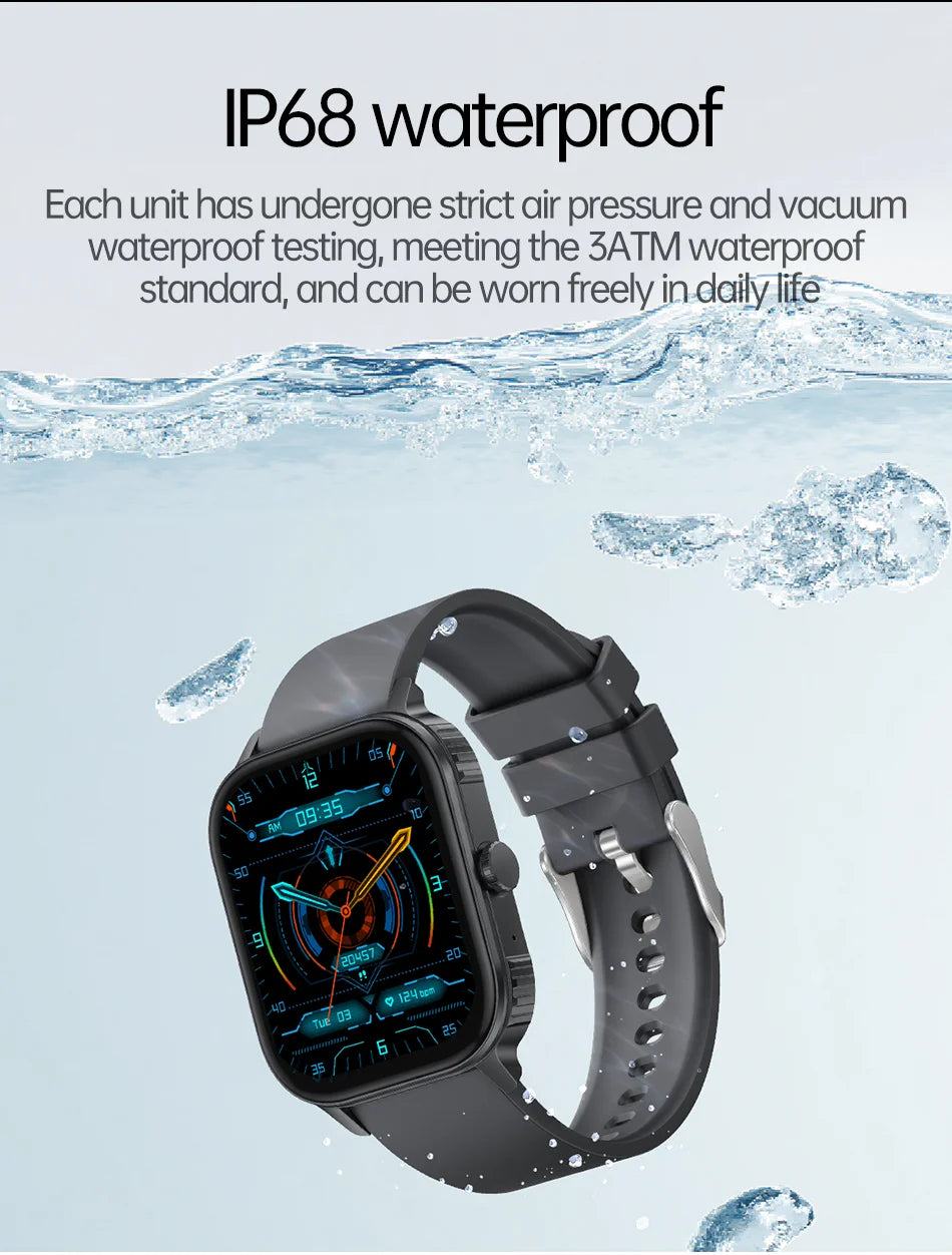 2025 new smart watch 1000MAH 2.04 inch ultra HD screen all day health heart rate detection 70+ sports IP68 waterproof BT call