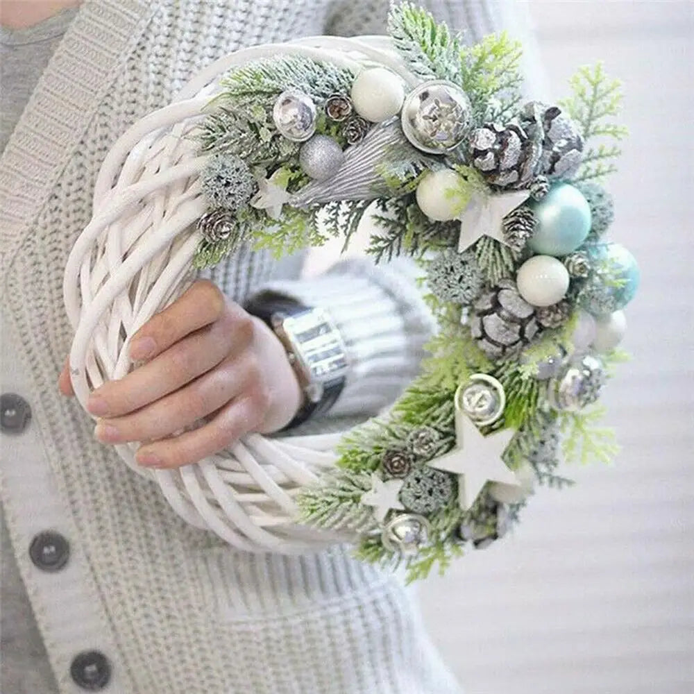 10-30CM Christmas Rattan Ring White Wreath Garland Hanging Vine Ring DIY Craft Xmas Ornaments Xmas Party Decorations