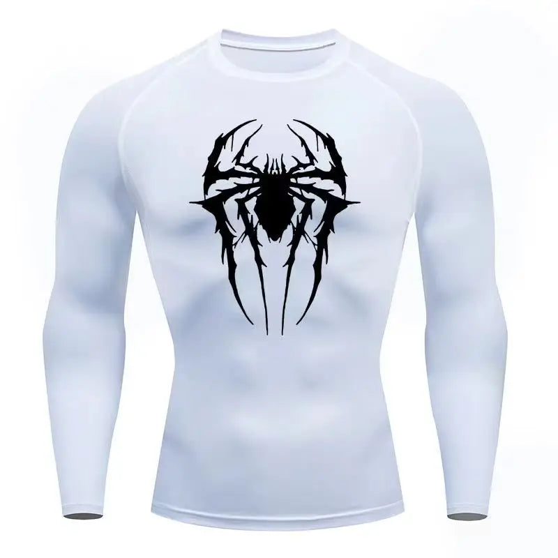 Casual Anime Print Running Compression T-Shirt Men Quick-Drying Fitness Sportswear Gym Sports Long Sleeve Breathable Top S-3XL