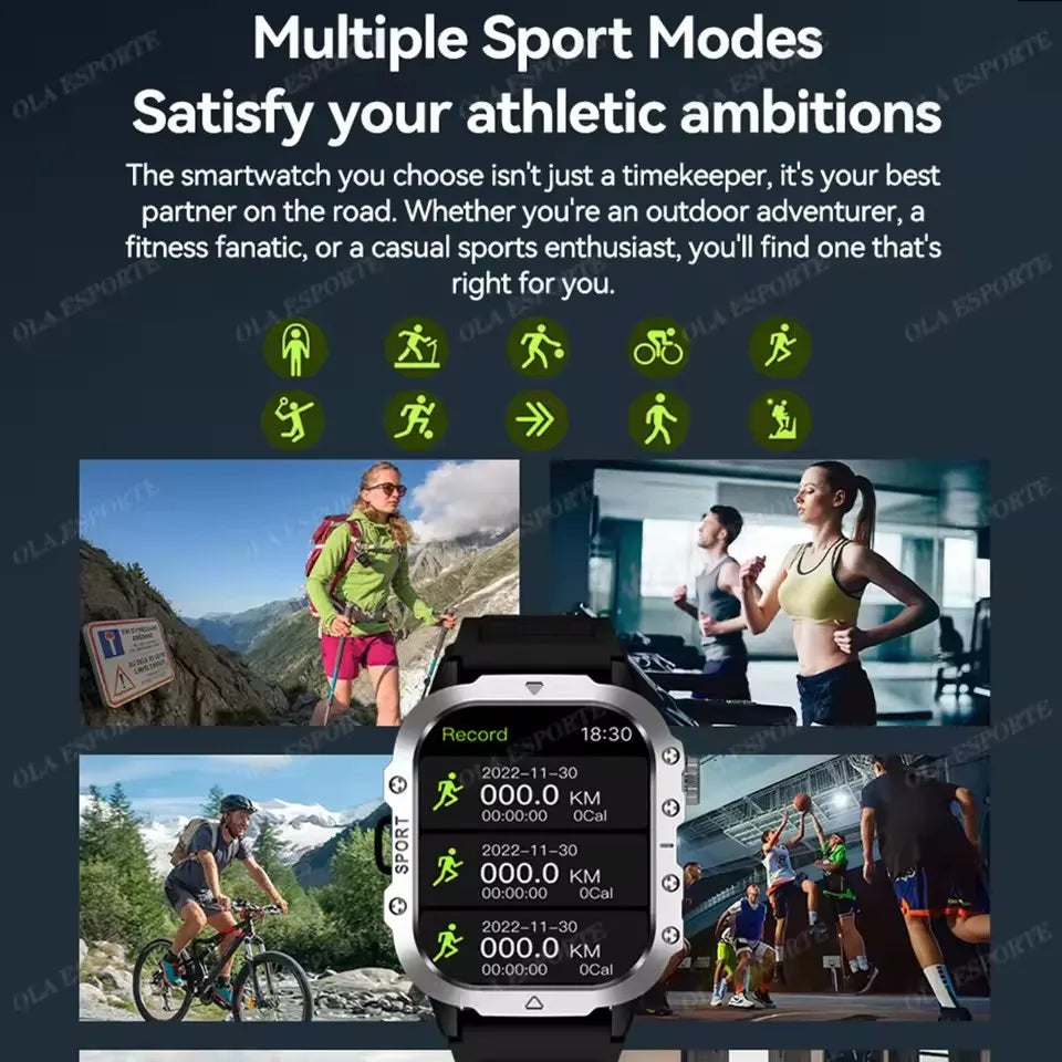 2025 New SmartWatch Men Militray Outdoor GPS Sport Watches Heart Rate Sleep Waterproof Smart Watch IOS Android