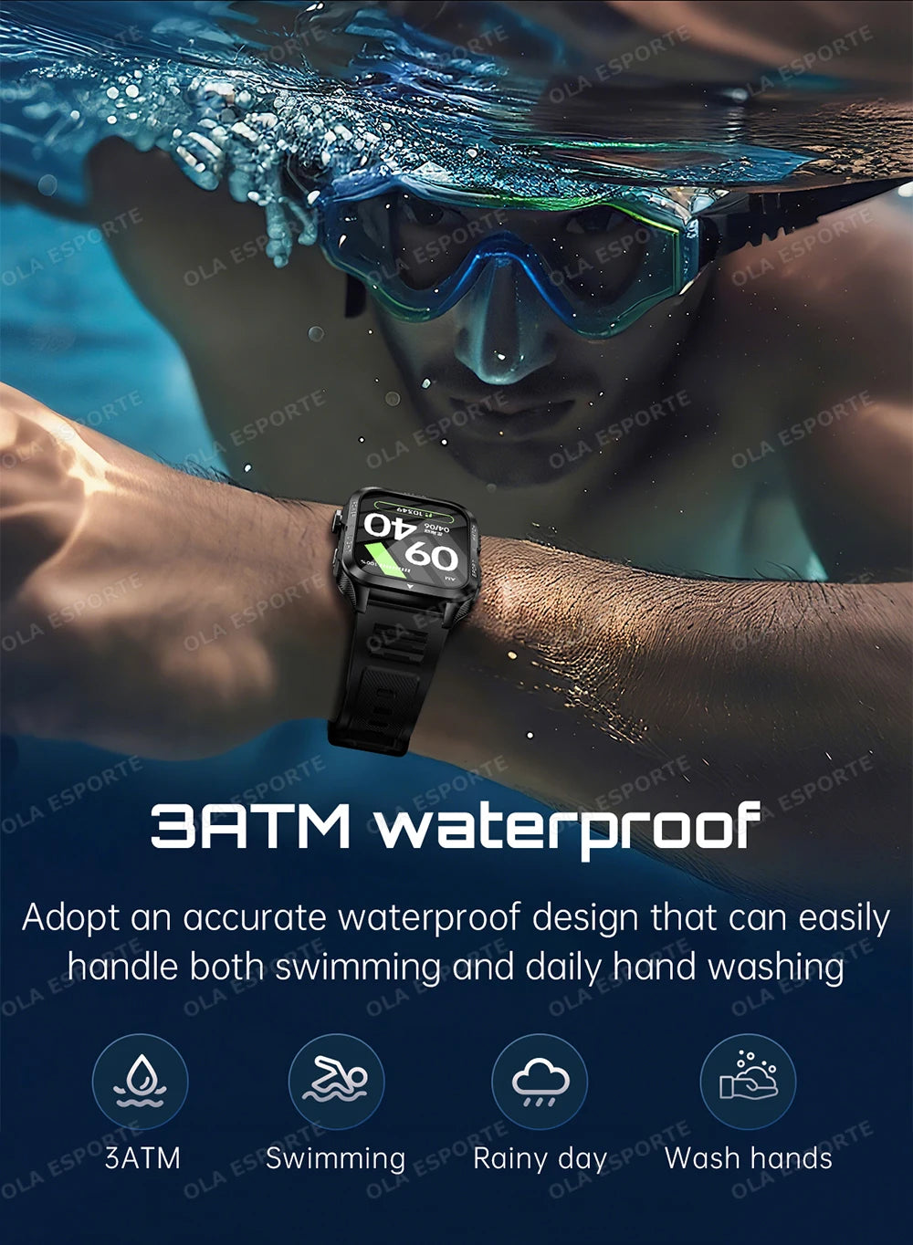 Smart Watch For Android IOS AMOLED Screen Bluetooth Call Fitness Clock 100+ Sports Modes Pedometer 880mAh Battery Men Smartwatch